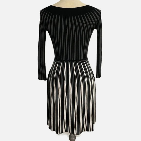 Emporio Armani Dress Knitted Striped Knee Length Size 38 XS Black Gray White - Picture 4 of 13